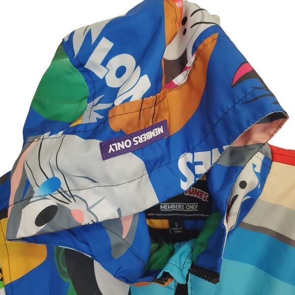 Members Only Mens size Small Looney Tune hooded Windbreaker Jacket Bugs Bunny - Picture 8 of 16